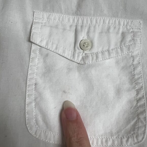 J Crew Chambray Pocket Tunic Womens Size L White Button Up Shirt Collared Work - Picture 6 of 13